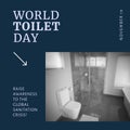 Digital composite image of world toilet day text in clean bathroom at home, copy space