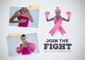 join the fight text and Breast Cancer Awareness Photo Collage Royalty Free Stock Photo