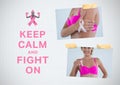 Keep calm and fight on text and Breast Cancer Awareness Photo Collage Royalty Free Stock Photo