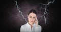 Lightning_Lightning_0010Lightning strikes and stressed woman with headache holding head