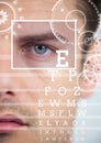 man with eye focus box detail and lines and Eye test interface Royalty Free Stock Photo