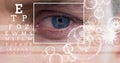 man with eye focus box detail and lines and Eye test interface Royalty Free Stock Photo