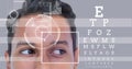 man with eye focus box detail and lines and Eye test interface Royalty Free Stock Photo