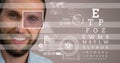 man with eye focus box detail and lines and Eye test interface Royalty Free Stock Photo