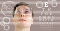 man with eye focus box detail and lines and Eye test interface Royalty Free Stock Photo
