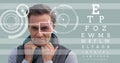 man with eye focus box detail and lines and Eye test interface Royalty Free Stock Photo