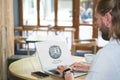 Man using a computer with e-learning information in the screen Royalty Free Stock Photo