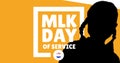 Digital composite of martin luther king day of service with silhouette girl over yellow background Royalty Free Stock Photo