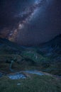 Digital composite Milky Way image of Beautiful dramatic landscape image of Nant Francon valley in Snowdonia