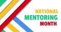 Digital composite of national mentoring month text by colorful striped pattern on white background