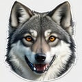 Digital composite of Portrait of Alaskan Malamute Dog with white background