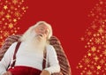 Santa sleeping on chair and Snowflake Christmas pattern with blank space Royalty Free Stock Photo