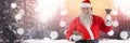 Santa with Winter landscape with bell Royalty Free Stock Photo