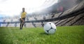 Soccer player on grass in stadium Royalty Free Stock Photo