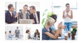 Teamwork business meeting collage Royalty Free Stock Photo