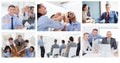 Teamwork business meeting collage Royalty Free Stock Photo