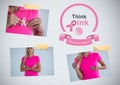 Think pink text and Breast Cancer Awareness Photo Collage Royalty Free Stock Photo