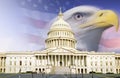 Digital composite: U.S. Capitol with American eagle and flag Royalty Free Stock Photo
