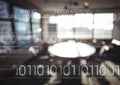 White binary code against blurry office Royalty Free Stock Photo