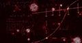 Digital composition of macro coronavirus covid19 cells with mathematic formulae on chalkboard Royalty Free Stock Photo