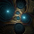 Digital computer fractal art abstract fractals, blue brown net