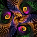 Digital computer fractal art abstract fractals, colorful spiral mosaic