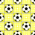 Seamless background with a soccer ball translucent yellow colors.
