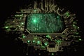 digital computer technology background with a circuit board and binary code design Royalty Free Stock Photo