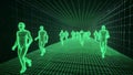 A Digital Computerized Matrix Movie Scenario Metaverse Blueprint in Neon Green Royalty Free Stock Photo