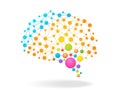 Digital concept of colorful brain mapping with dots, circles and lines. Vector illustration.