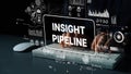 Digital Concept of Insight Pipeline and Data Analysis with Charts and Graphs on a Keyboard Background. Asymptotic smart Royalty Free Stock Photo
