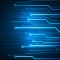 Digital conceptual image circuit microchip on blue background