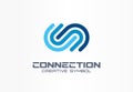 Digital connect creative symbol concept. Community join, integration, web network abstract business logo. Internet