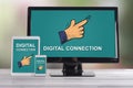 Digital connection concept on different devices