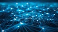 Digital Connection Network - Abstract Blue Light Data Nodes And Artificial Intelligence Royalty Free Stock Photo