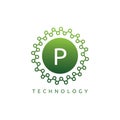 Digital Connection Technology P Letter Logo. Royalty Free Stock Photo