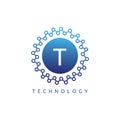 Digital Connection Technology T Letter Logo. Royalty Free Stock Photo