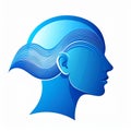 Digital Consciousness - Abstract Blue Head Icon Royalty Free Stock Photo