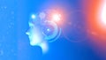 Human anatomy and brain, side view. Synapses and artificial intelligence