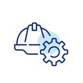 Digital construction toolkit Icon. Hard hat and cogwheel. Website customization and configuration. Pixel perfect icon
