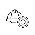Digital construction toolkit Icon. Hard hat and cogwheel. Website customization and configuration. Vector icon