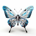 Digital Constructivism: Blue And White Butterfly Model With Gears Royalty Free Stock Photo