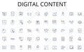 Digital content line icons collection. Celebration, Holiday, Merriment, Gala, Cheer, Joy, Revelry vector and linear