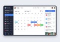 Digital content management interface displaying a calendar view Royalty Free Stock Photo