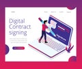 Digital Contract Signing Process Explained with Isometric Artwork Concept