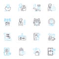 Digital contracts linear icons set. E-contracts, Electronic signatures, Secure, Authenticity, Paperless, Enforceable