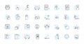Digital contracts linear icons set. E-contracts, Electronic signatures, Secure, Authenticity, Paperless, Enforceable