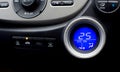 Digital controller display of air conditioner in car interior wi Royalty Free Stock Photo