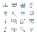 Digital Copyright Outline Icon Collection Set. Security Vector Illustration.
