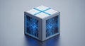 Digital Core: Futuristic AI Circuit Cube with Blue Glow Royalty Free Stock Photo